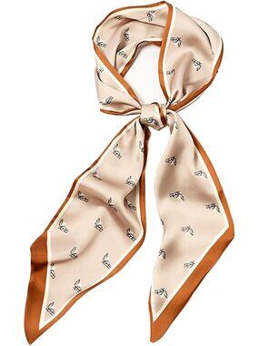 Women's Khaki White Horse  Elegant Oblique Angle Scarves Bag Scarfs